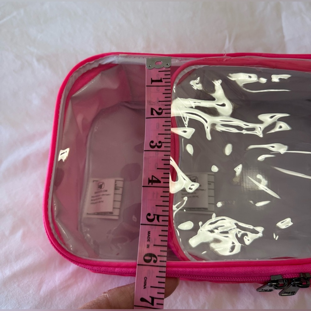 Lug Sky Cubbies Zipper Storage 2 Piece Set Resort Magenta Pink & Clear - Picture 5 of 7